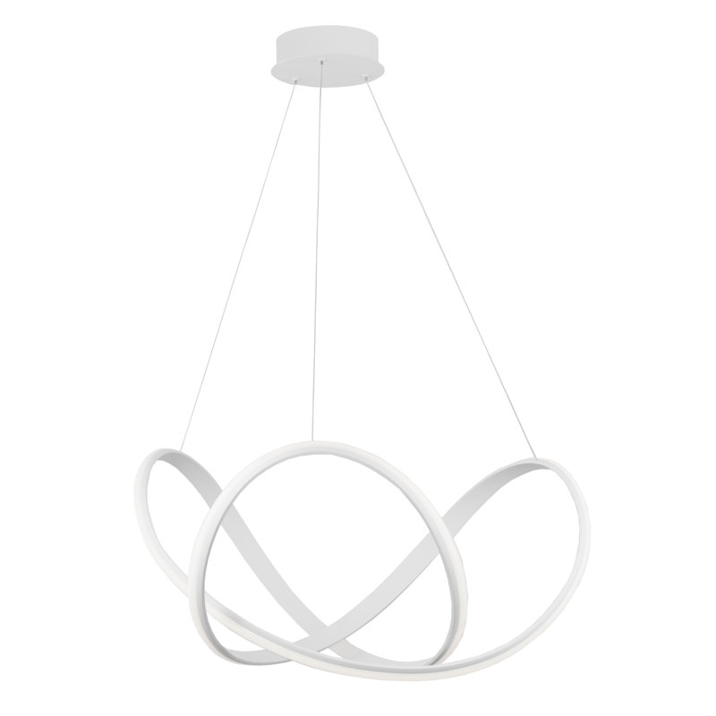 1 - Light LED Geometric Pendant, 120cm H x 70cm W x 70cm D, White