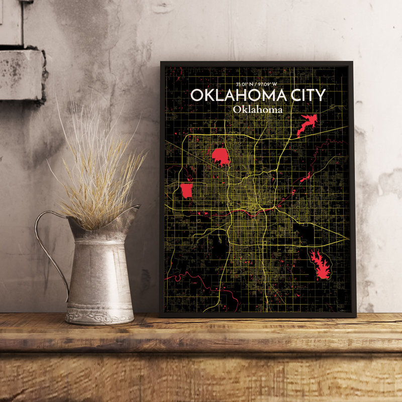 «Oklahoma City City Map», reproduction d'impression sur affiche, H 27,56 po x l 19,69 po