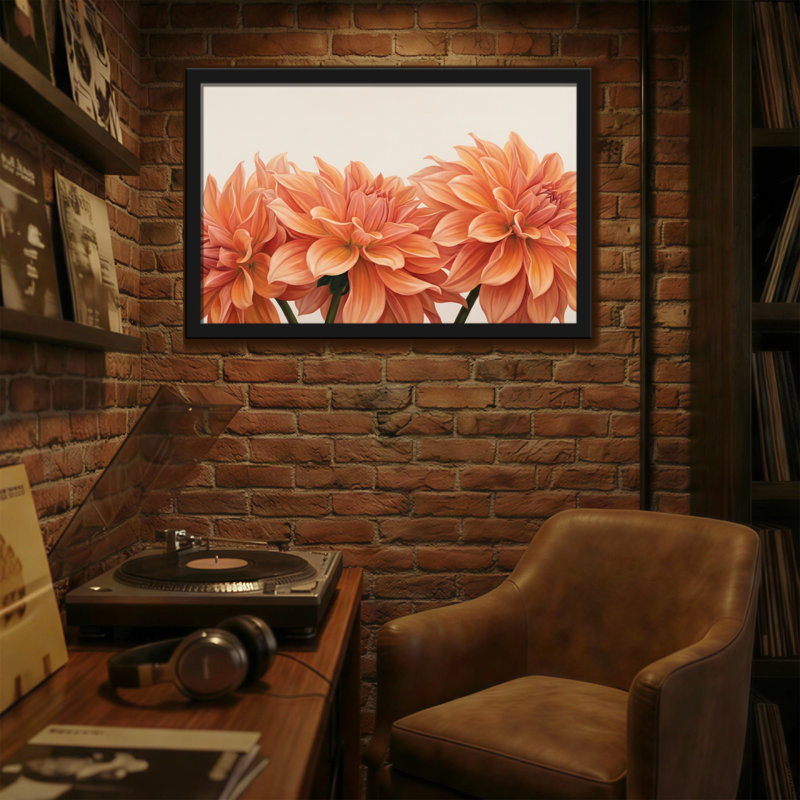 Plantes et fleurs, fleurs de dahlia orange, H 16 po x l 24 po