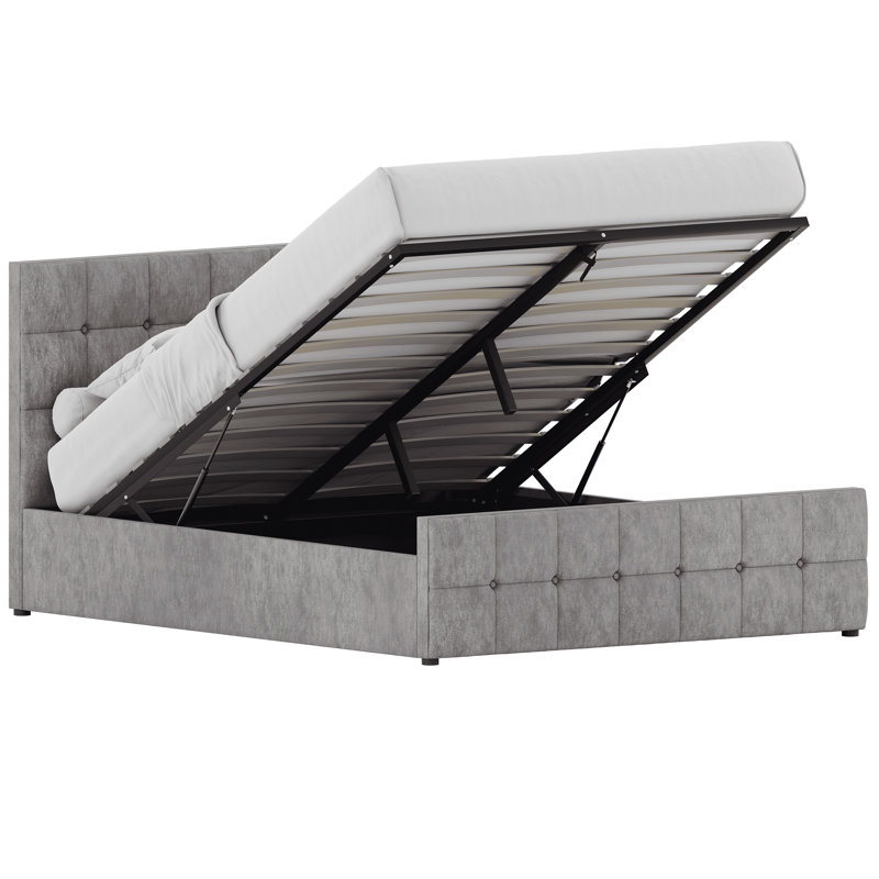 Connell Upholstered Ottoman Bed, UKFR Certified, Crushed Velvet Silver, Kingsize (5')