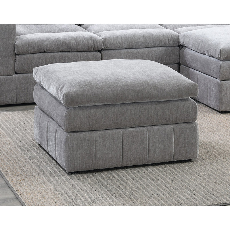 Contemporary 1pc Ottoman Modular Plush Chair Sectional Sofa Living Room Furniture Granite Morgan Fabric- Suede, Gray 