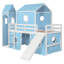 Lit mezzanine simple avec tente et tour rose Slide - Bleu