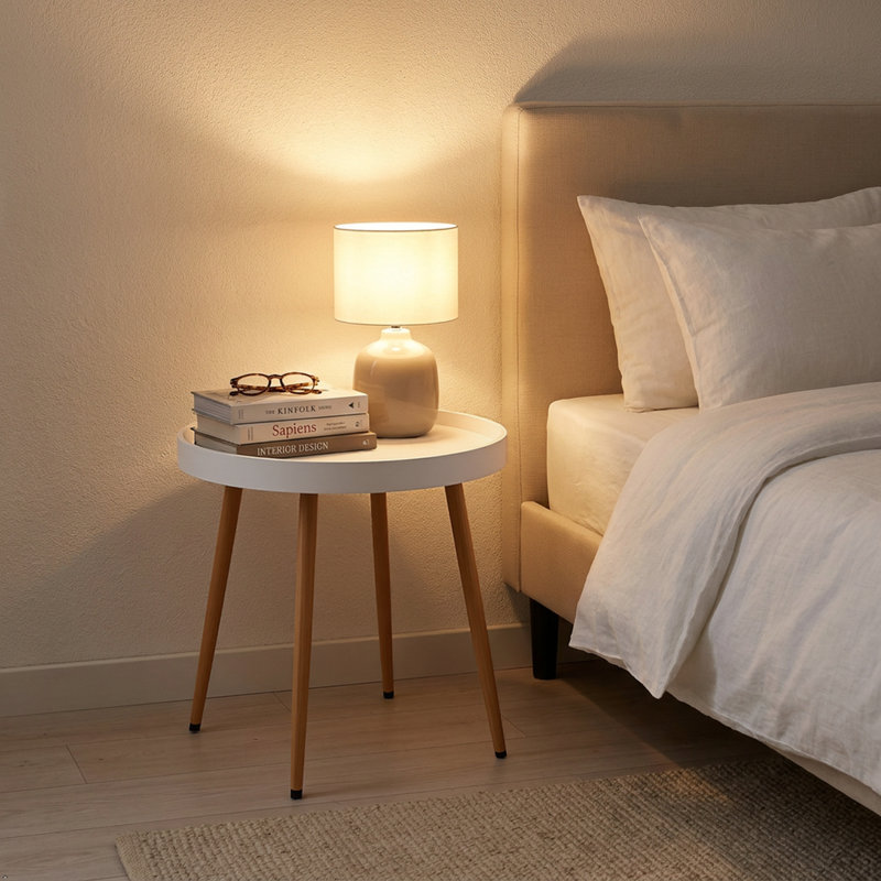 Table basse ronde détachable, table d'appoint moderne avec plateau amovible, petite table de bout décorative pour salon, chambre à coucher, balcon, blanc