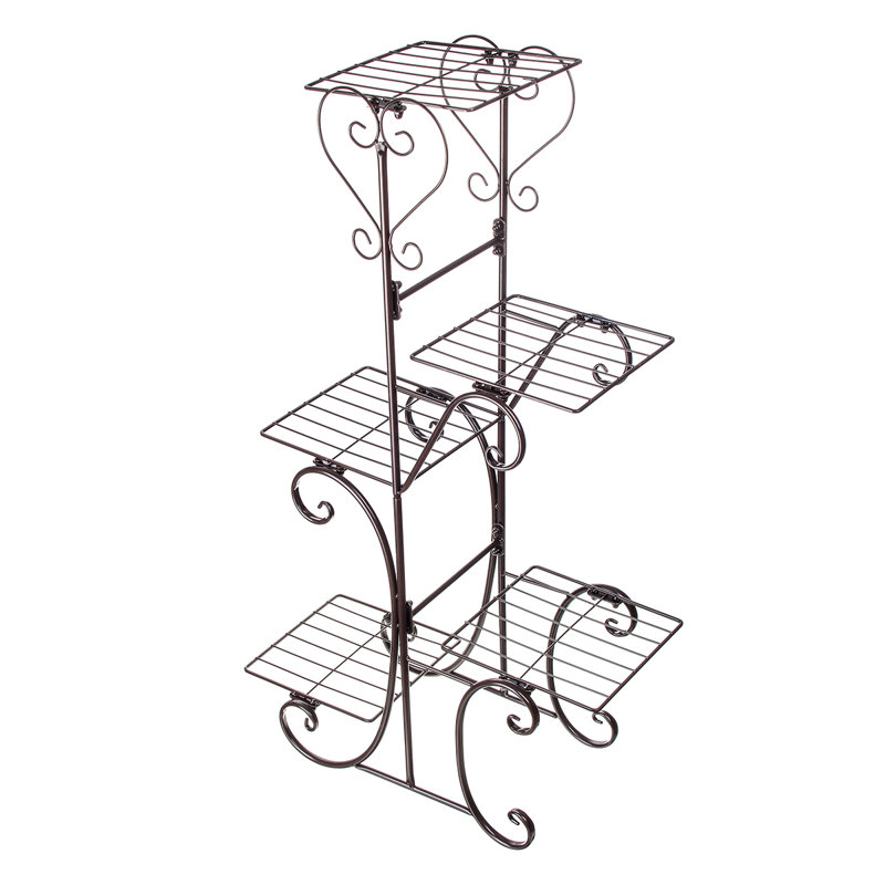 Hershel Metal Weather Resistant Plant Stand, Coffee