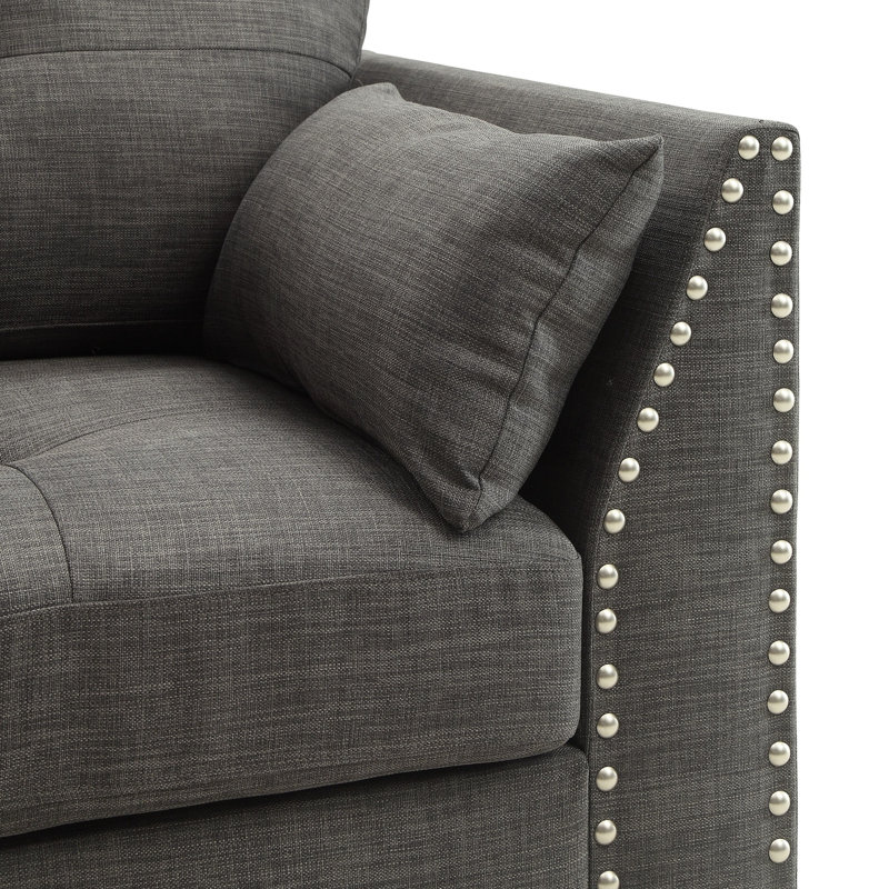 Chaise d'appoint moderne en lin avec 3 coussins