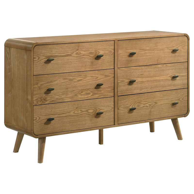 Commode de chambre à 6 tiroirs, Frêne clair