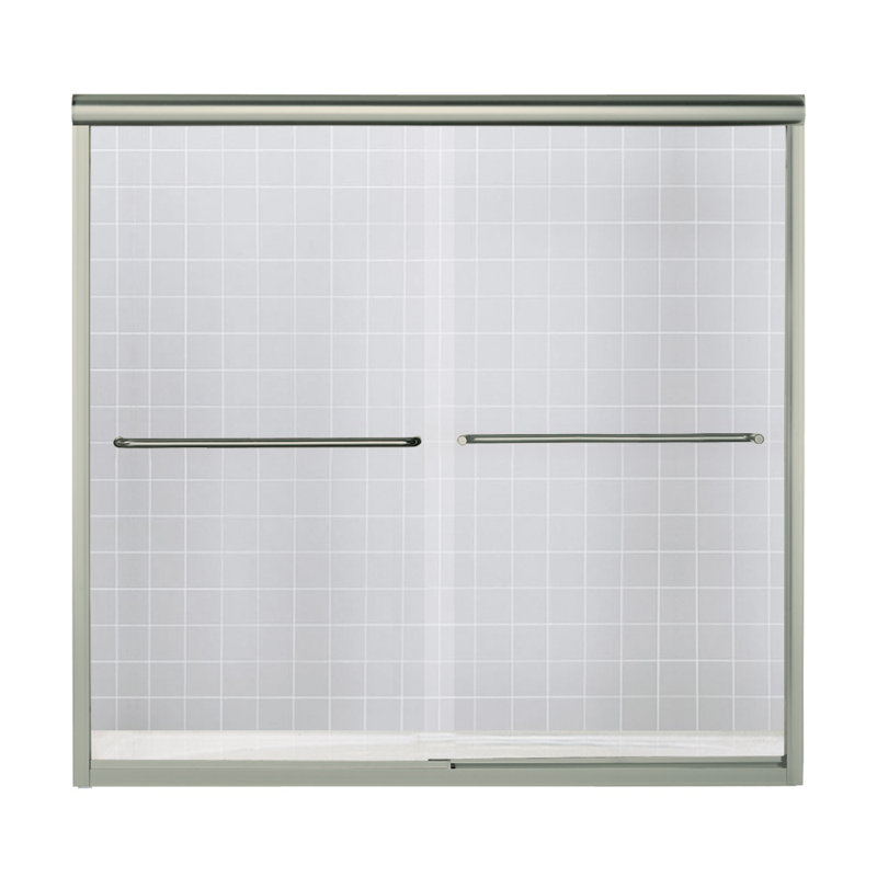 Finesse - W x 58.06'' H Bypass Door Frameless Tub Door with, Nickel