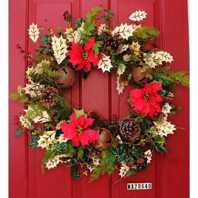 Handcrafted Faux Poinsettia Foam 24'' Wreath