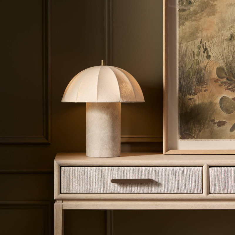 Dennett Clover Table Lamp-Taupe Marble
