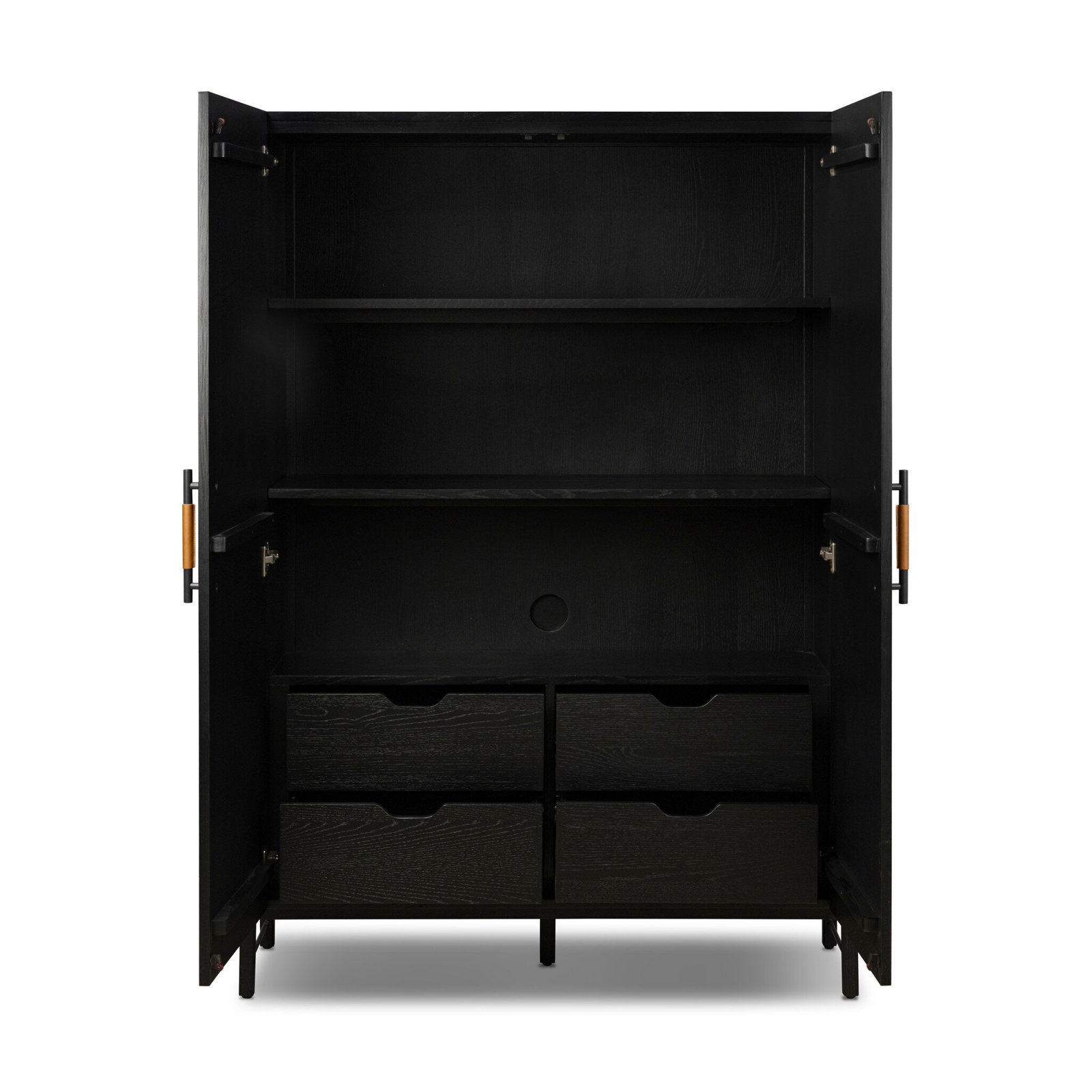 4-Drawer Cabinet, Ebony Oak Veneer