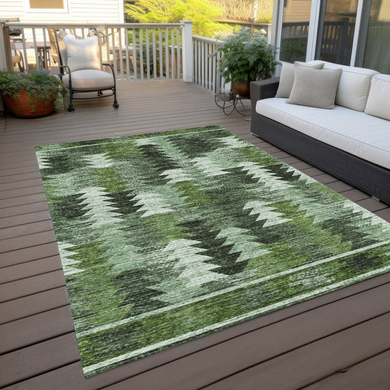 Tapis intérieur / extérieur en polyester tissé à la machine Malchow Southwestern, Rectangle de 10 pi x 14 pi