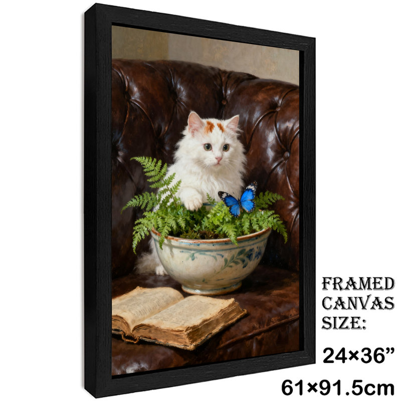 Art mural rétro noir avec chat et papillon, impressions de style rétro, H 37 po x l 25 po