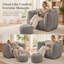 Fauteuil à billes gris avec repose-pieds - 41 po de large en chenille pour jouer, lire et se détendre-261219408