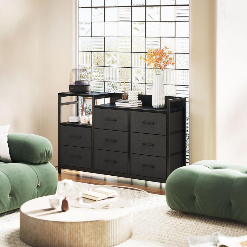 Commode 8 tiroirs Ladaryl, Noir