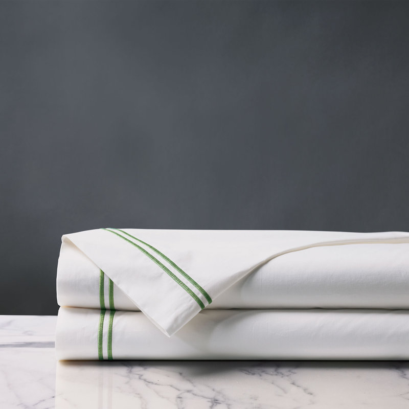 Enzo 100% Cotton Percale Flat Sheet, Emerald, Queen Flat Sheet
