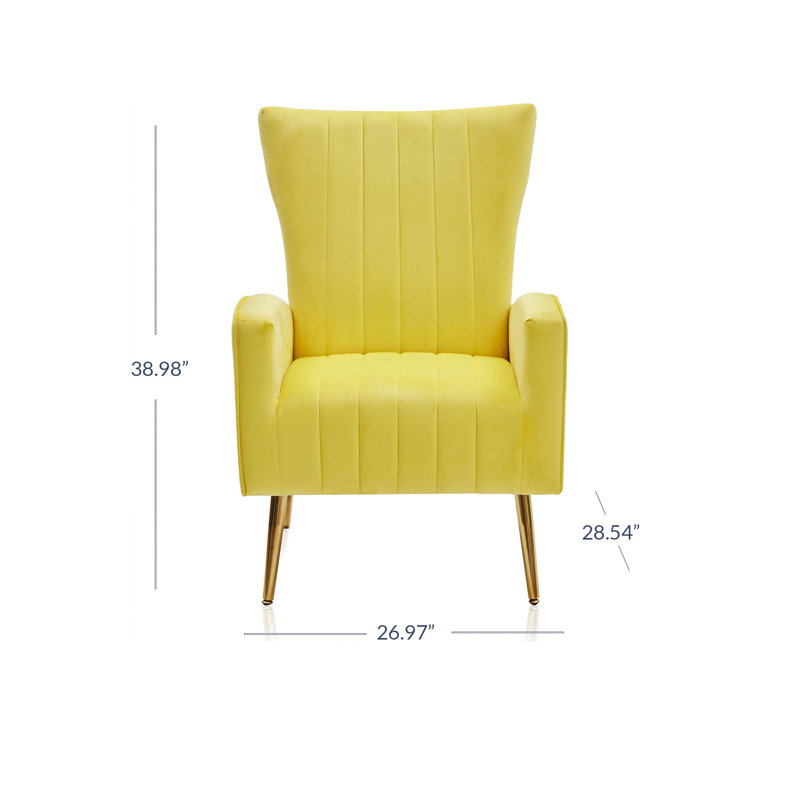 Loagen 26.97" W Tufted Velvet Armchair Upholstery, Yellow Velvet