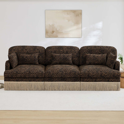 Canapé modulaire en chenille à imprimé léopard avec design ergonomique