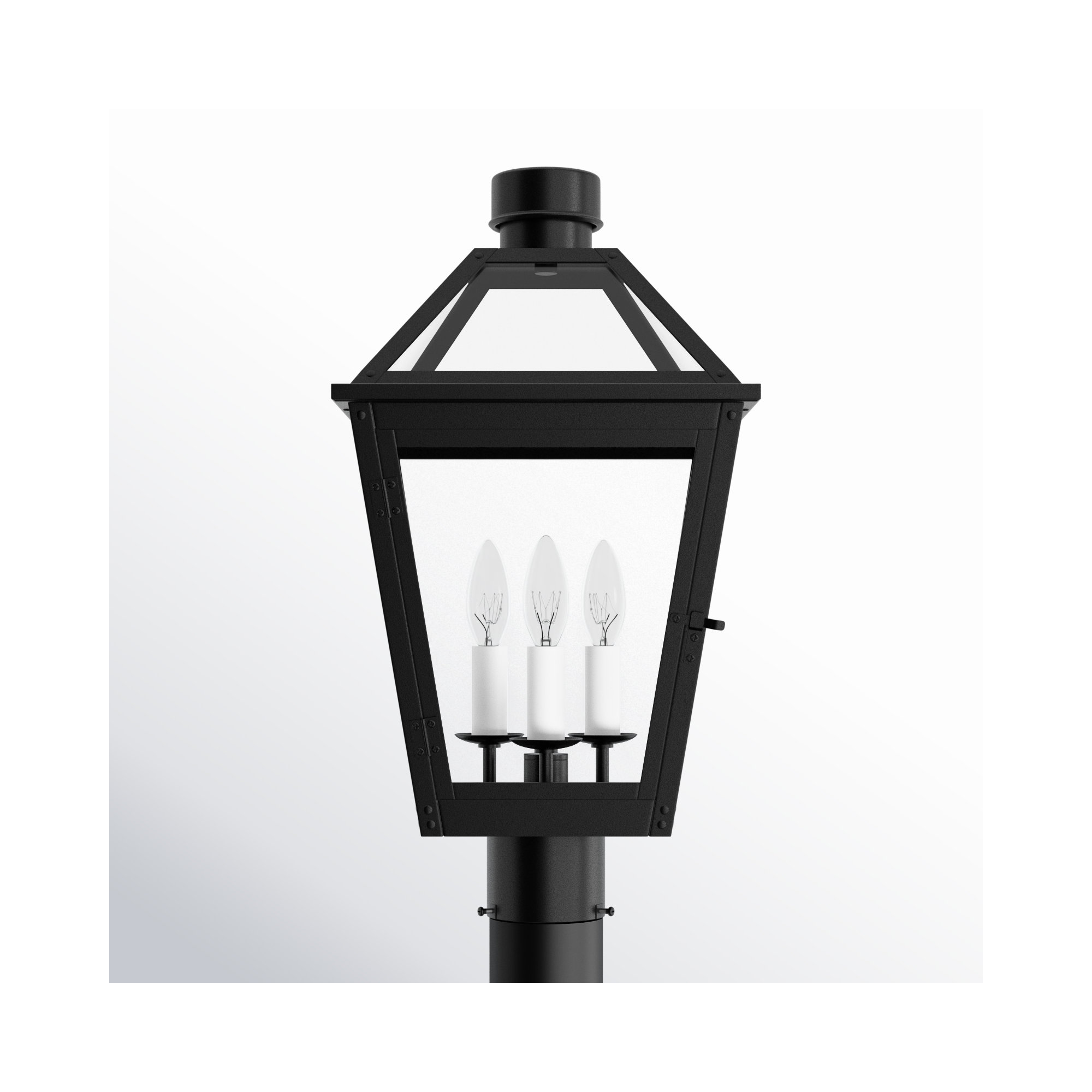 Transparent Composite Outdoor Lantern Head, Textured Black