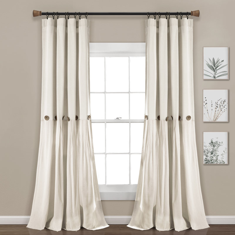 Panneau de rideau simple semi-transparent en lin Lush Decor, Blanc cassé