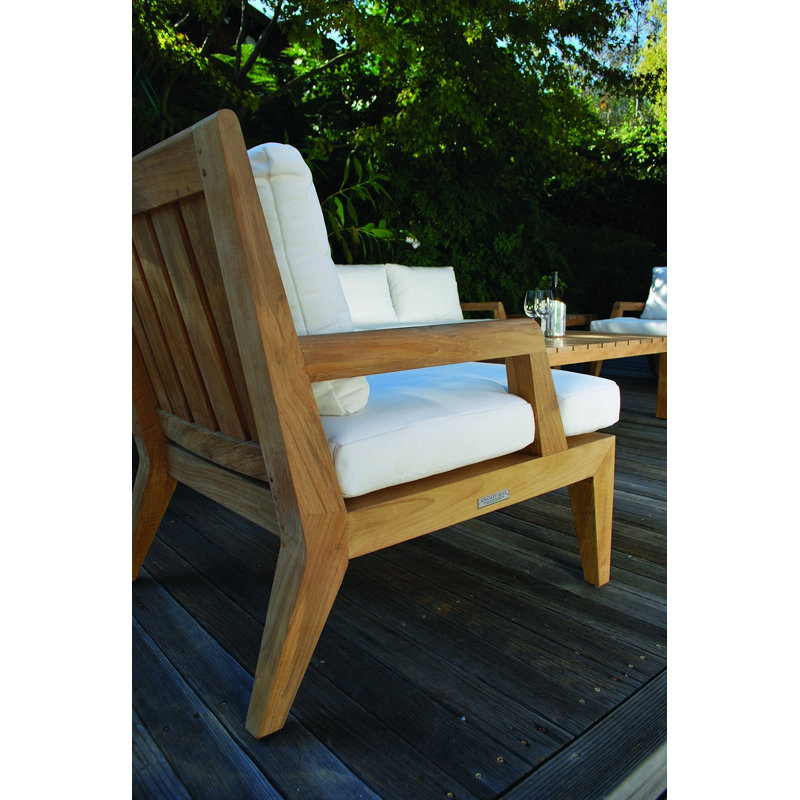 Mendocino Outdoor Teak Lounge Chair, Sailcloth Seagull