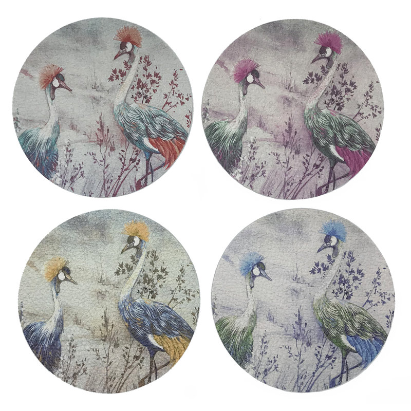 Sous-verres ronds en cuir Crane