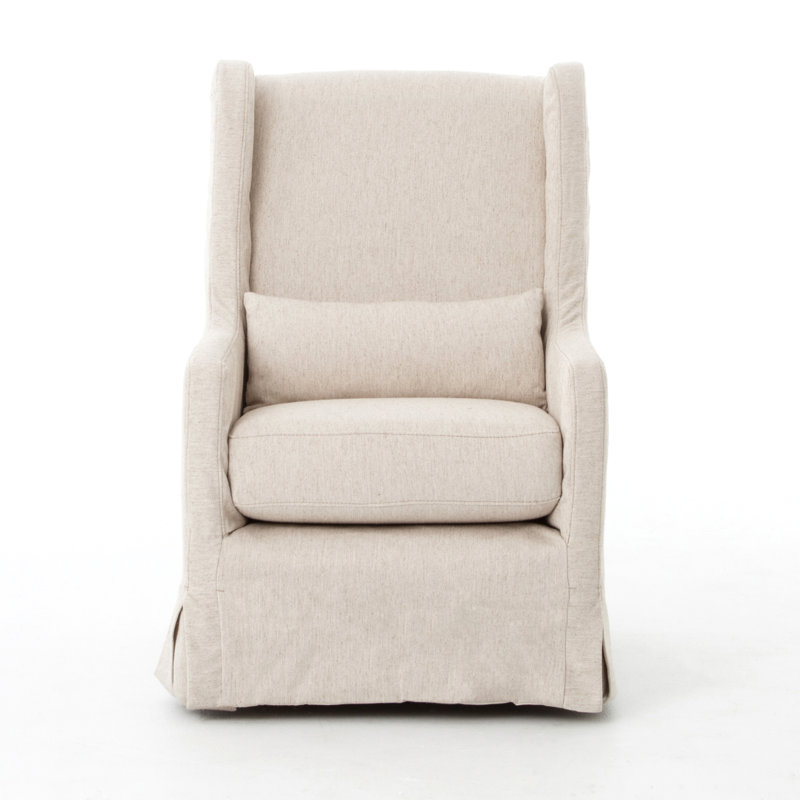Easton Swivel Slipcovered Wingback Chair, Jette Linen