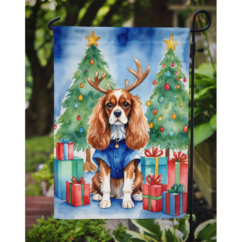 Drapeau de Noël renne de jardin, Épagneul Cavalier