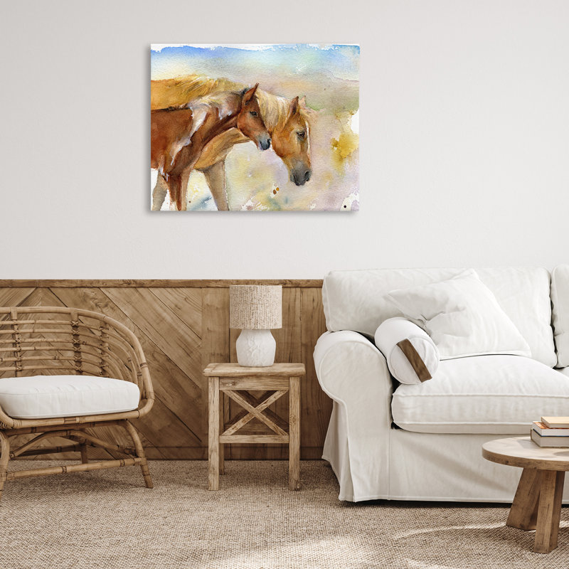 Art sauvage sur toile, "Chevaux sauvages" par John Keeling, H 30 po x l 40 po