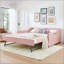 Lit de jour, lit de jour convertible rembourré avec dossier capitonné, canapé-lit polyvalent 3 en 1 avec lit gigogne escamotable et rangement latéral, parfait pour une vie compacte-131208723-131208724