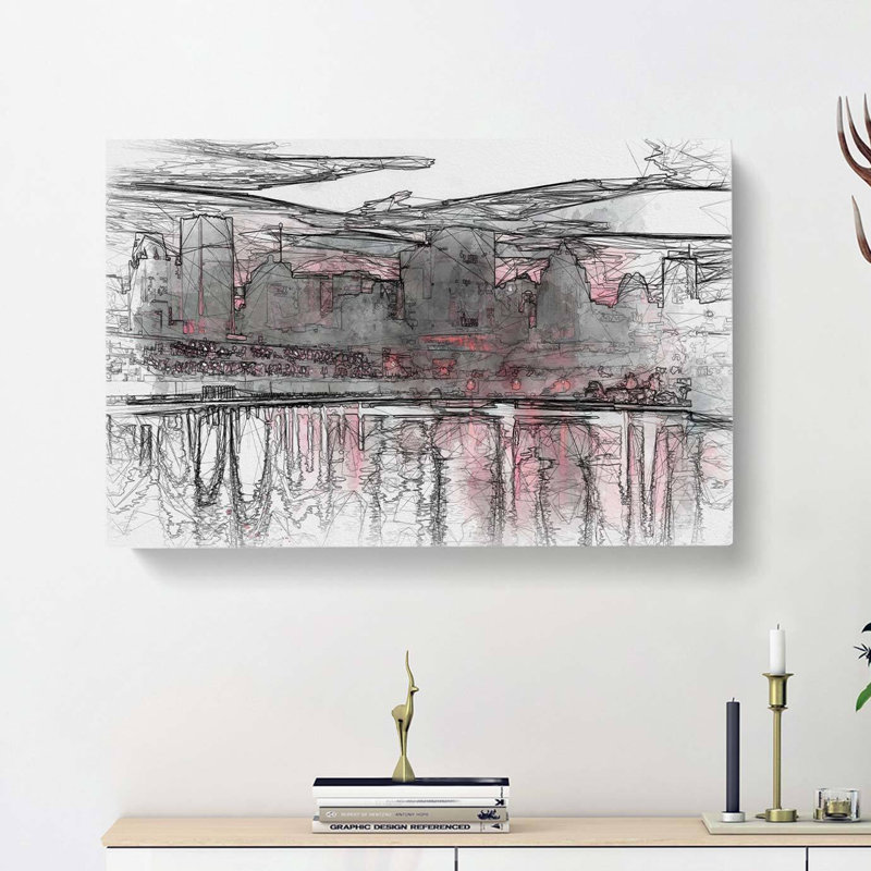 The Montreal Canada Skyline in Abstract - Wrapped Canvas, 35cm H x 50cm W x 3cm D