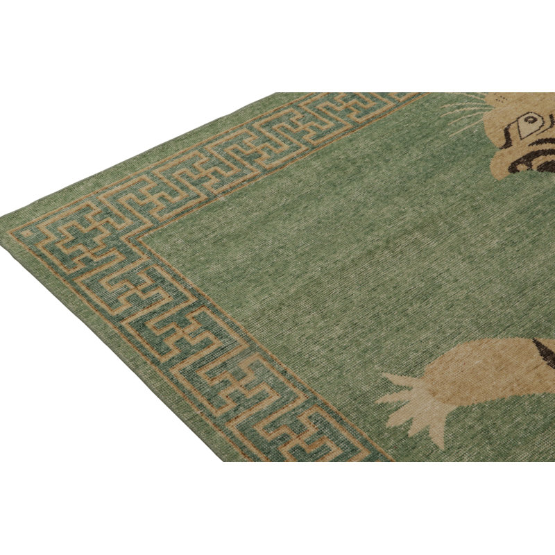 Distressed Homage Hand Knotted Wool Geometric Area Rug, Rectangle 9' x 12'