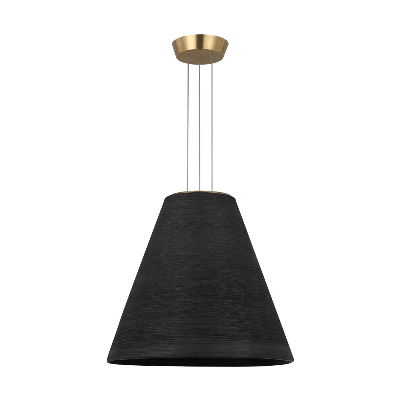 Visual Comfort Modern 1 - Light LED Pendant, 21.4" H x 16" W x 16" D, Black/Hand Rubbed Antique Brass