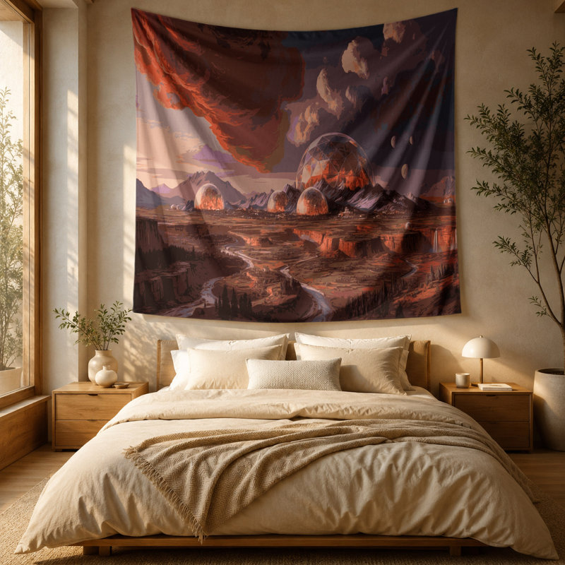 Tapisserie murale Space Terraformed Mars concepts, 88 po x 104 po
