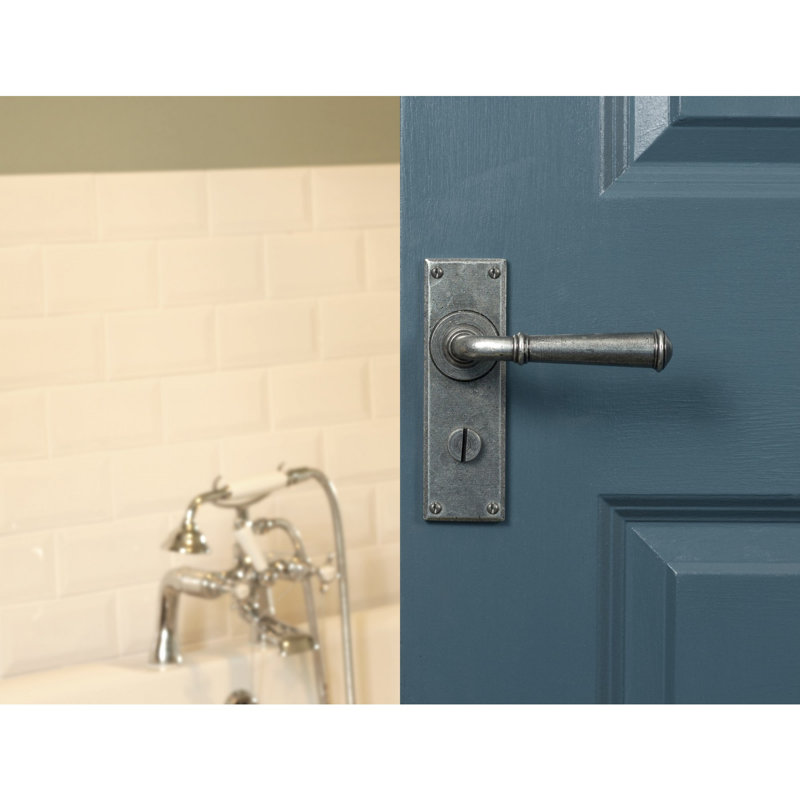Regency Bathroom Door Handle Kit, Pewter Patina