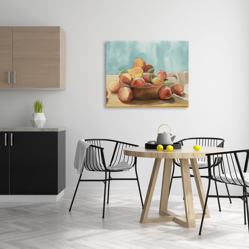 «Kitchen Peaches Still Life On Canvas» par Alicia Longley, reproduction, H 30 po x l 40 po x P 1,5 po