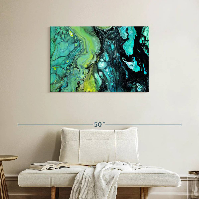 Avery abstrait noir et vert, H 24 po x l 36 po