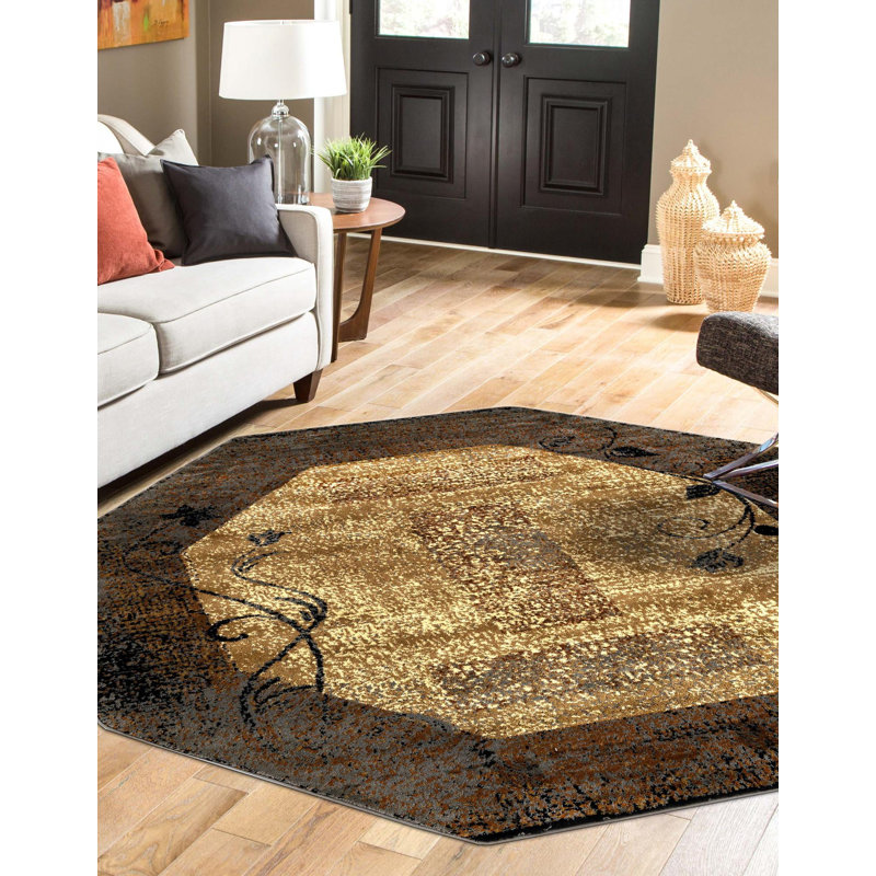 Tapis beige / brun Apex, Octogone 7 pi 1 po x 7 pi 1 po