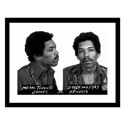 «Jimi Hendrix», photo de Mugshot, impression encadrée 14 x 18