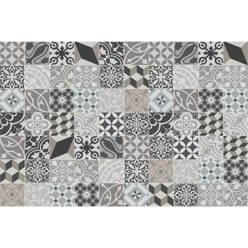 Lydia Vinyl Machine Printed Area Rug, Rectangle 4'4.4" x 6'6.7"
