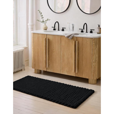 Handmade Chunky Knit Chenille Area Rug, Hand Woven Braided Chunky Cable Rugs for Living Room, Contemporary Boho Carpet for Bedroom, Aesthetic Home Decor Rug, Anti-Slip Design, Black 2'x3'