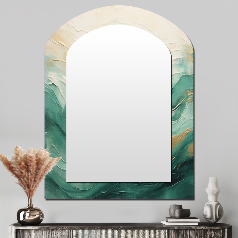 Décoration murale or et noir Soft Wave Fusion V - Green Arch, 43 po x 33 po