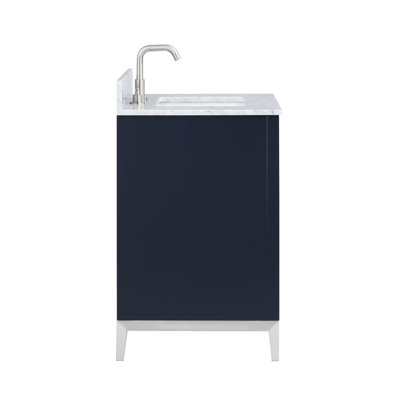 Gracie 30'' W Single Vanity, Pacific Blue, Satin Brass, White Quartz