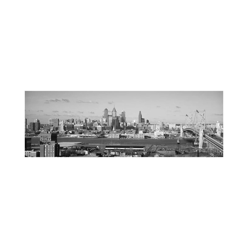 Philadelphia Skyline Cityscape - Wrapped Canvas Panoramic Print, 30.48 cm H x 91.44 cm W x 1.91 cm D