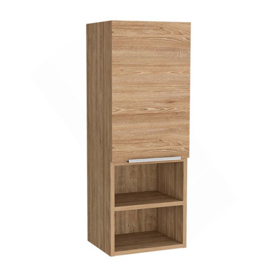 Armoire à pharmacie à porte simple H 32 po, deux tablettes intérieures, deux tablettes extérieures, chêne clair