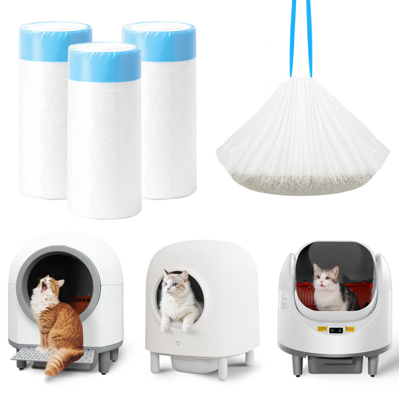 Très grand 45 sacs de poubelle pour litière pour chat, sacs de poubelle pour bac à litière autonettoyant Cleanpethome