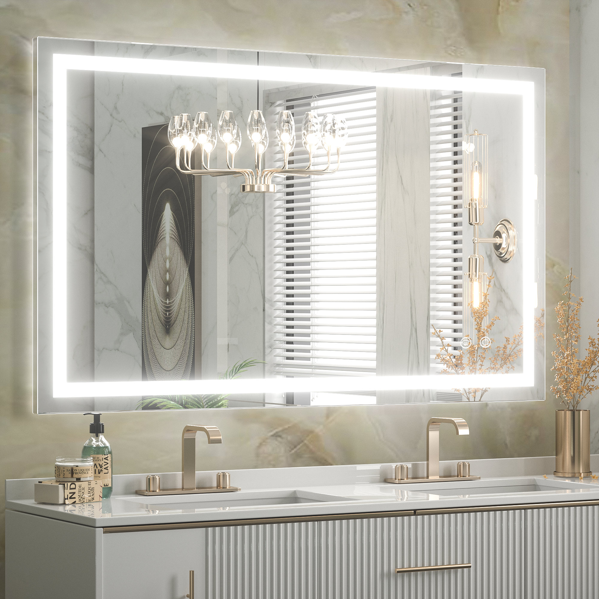 Orren Ellis Martrez Frameless LED Lighted Bathroom / Vanity Mirror with ...