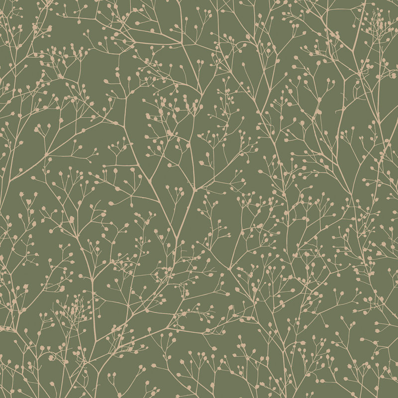 Clarissa Hulse Gypsophila Vanilla & Pewter Wallpaper, Green