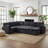 U-shaped Sectional Sofa with Storage Pockets, Convertible Sofa Bed-392127233