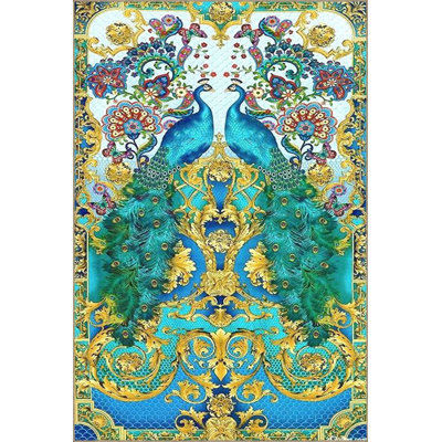 Tapis bleu paon lavable à la machine