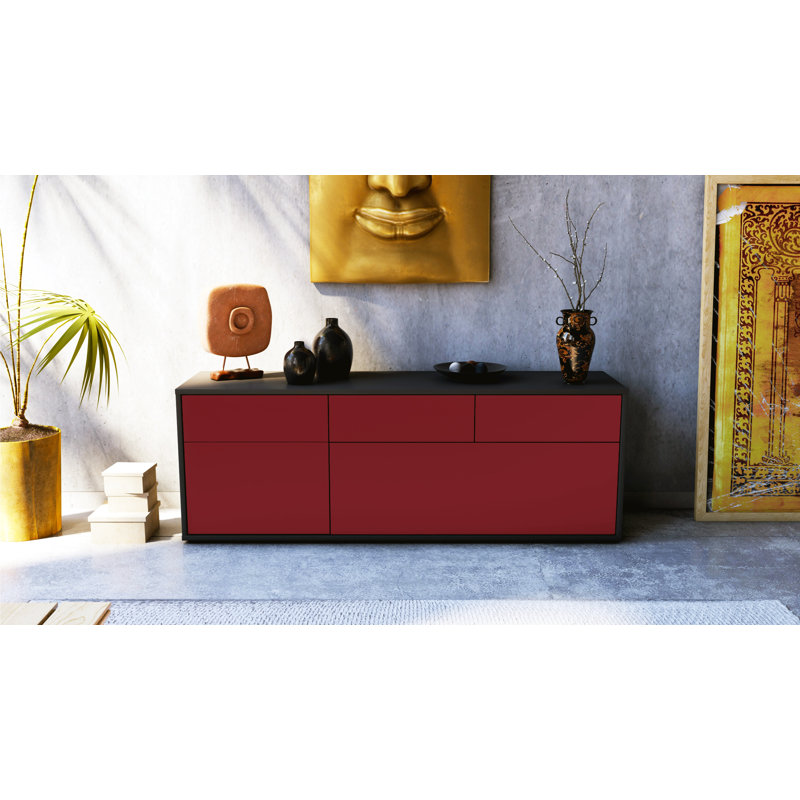 Yamada TV Stand, Red / Matte Anthracite